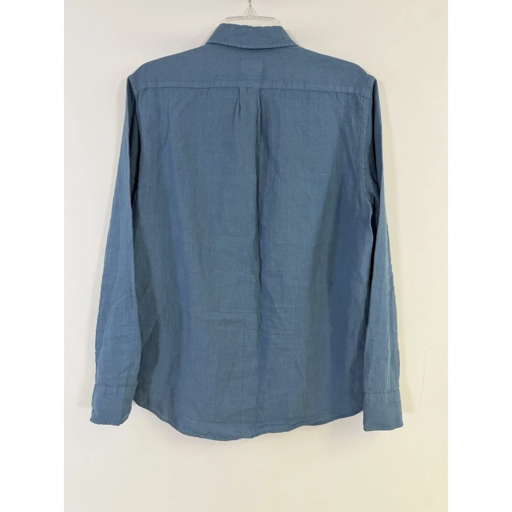 J. Crew 100% Linen Shirt Mens Size M Blue Classic Long Sleeve Button Up Casual